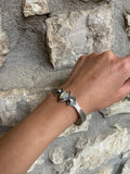 Prehnite Stone Silver Cuff