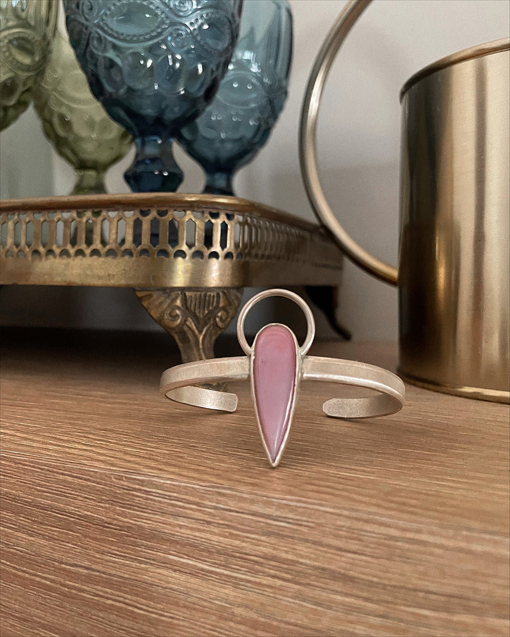 Pink Mother of Pearl Silver Cuff