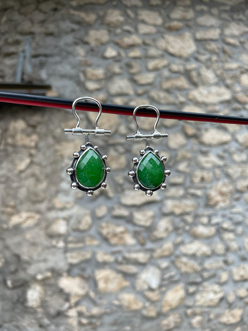 Annouk Green Onyx Earrings in Silver