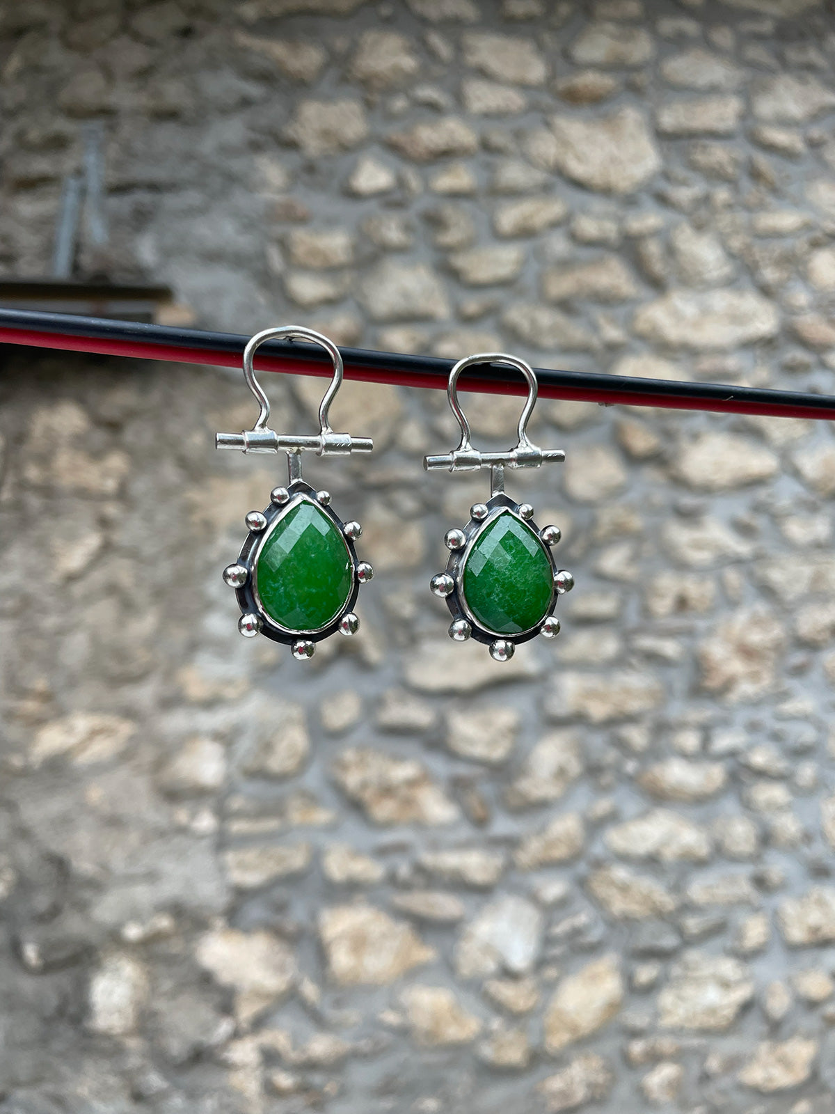 Annouk Green Onyx Earrings in Silver