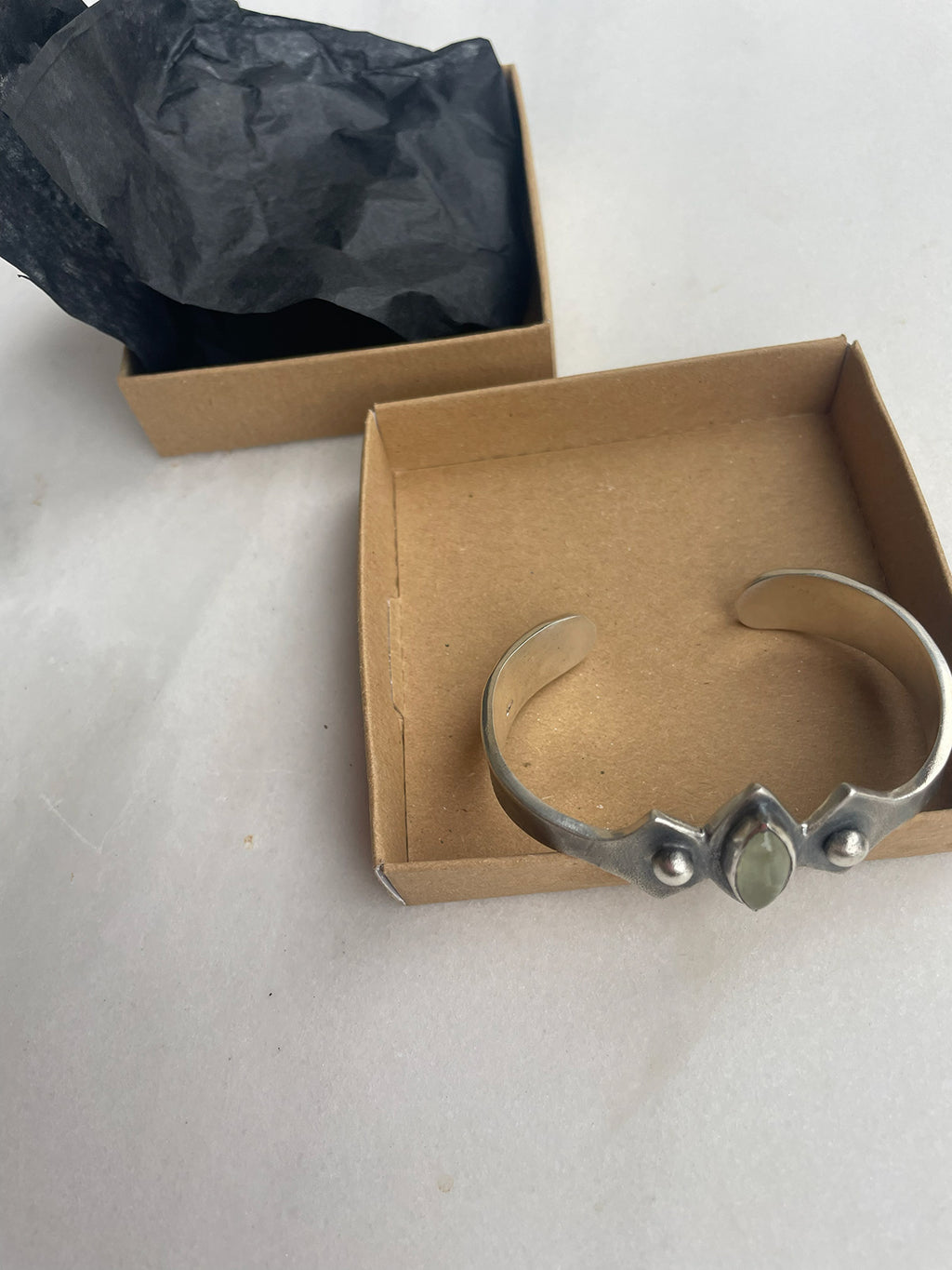 Prehnite Stone Silver Cuff