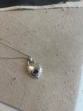 Metal Heart Silver Pendant with Amethyst stone