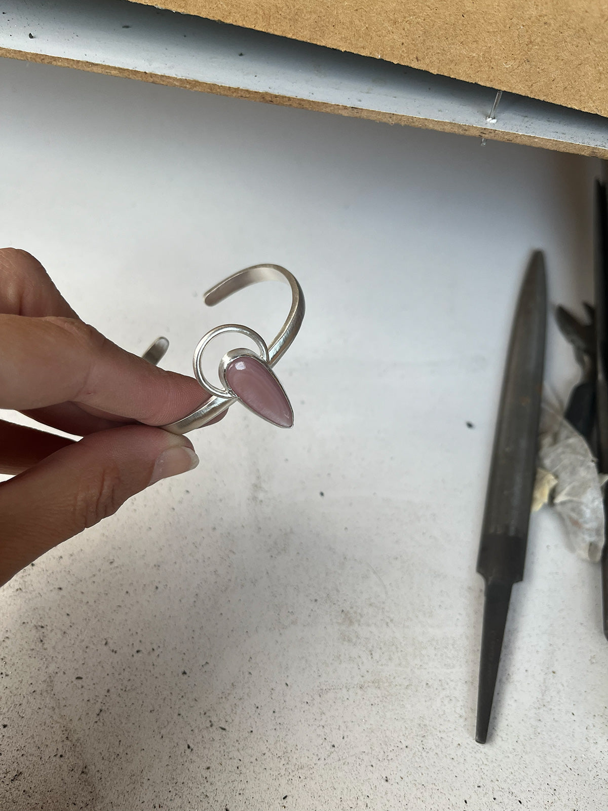 Pink Mother of Pearl Silver Cuff