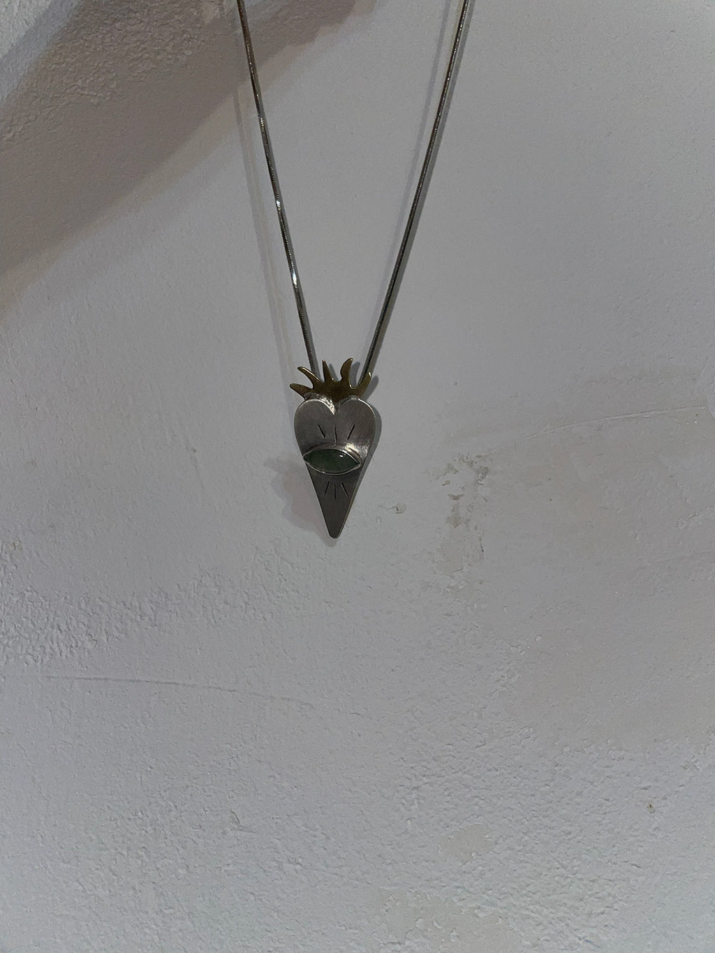 Sacred Heart Pendant with Aventurine Stone