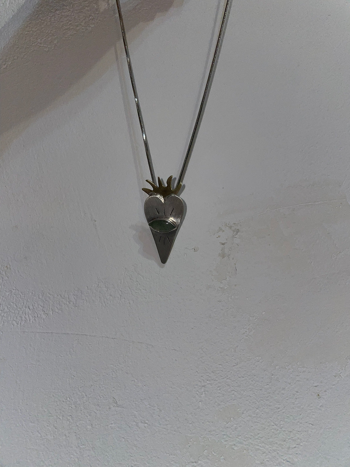 Sacred Heart Pendant with Aventurine Stone